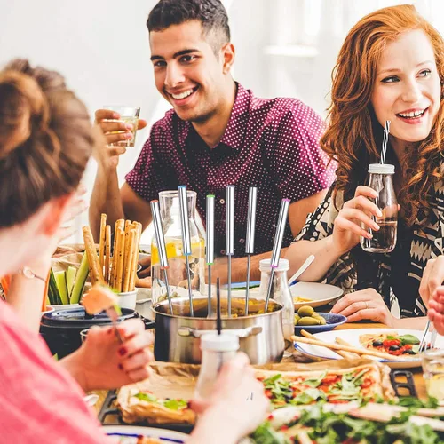 Vista 6 de 6 horquillas para fondue de 9.5 pulgadas con mango resistente al calor Stainless Steel Barbecue Fruit Dessert Forks, Roast Meat Chocolate Dessert