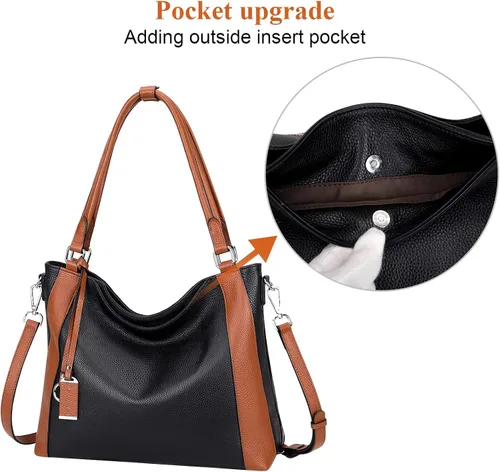 Vista 3 de Over Earth Bolsos de cuero suave para mujer, bolso de hombro tipo hobo grande