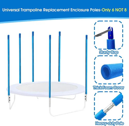 Vista 7 de Los postes universales de repuesto para cama elástica vienen con abrazaderas, tornillos y pernos, tapas de placta, se adapta a marco de trampolín