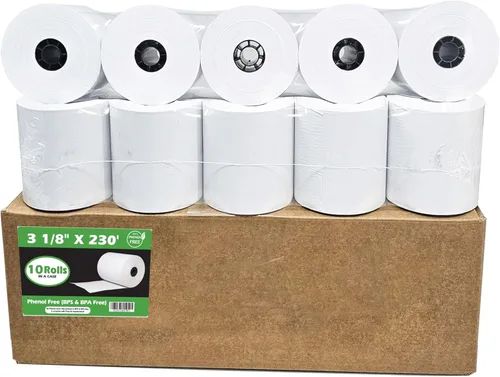 Vista 13 de (10 Rolls) 3 1/8 x 230 thermal paper square POS cash register thermal receipt paper rolls bpa free BuyRegisterRolls