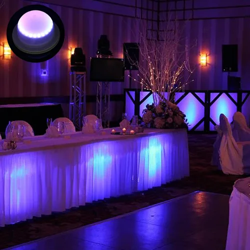 Vista 3 de Paquete de 4 luces LED debajo de la mesa para fiestas, iluminación RGB para eventos para bodas, control remoto para mesa de cóctel, mesa de café