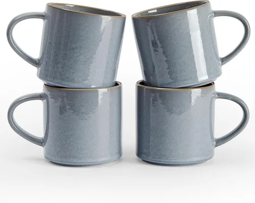 Vista 27 de famiware Juego de Tazas de Café de 4, Annecy Juego de Tazas de Cerámica Reutilizables de 14 oz con Asa, Apto para Microondas y Lavavajillas, Juego