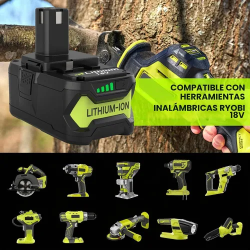 Vista 6 de Paquete de 2 repuestos P102 de 80000mAh para batería Ryobi de 18 V y Compatible con herramientas eléctricas inalámbricas Ryobi de litio P102 P103