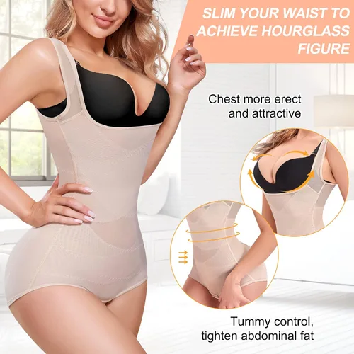 Vista 2 de Gotoly Body de entrenamiento de cintura para mujer, chaleco moldeador de cuerpo completo, control de abdomen, corsé delgado, moldeador, camisetas