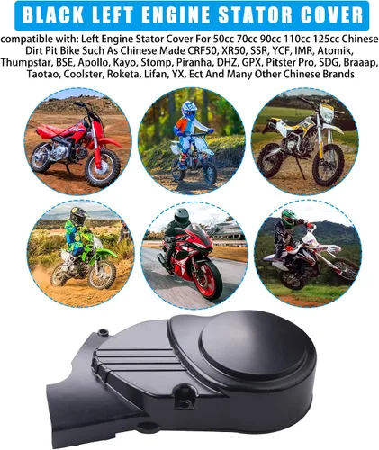 Vista 5 de JINGKE Cubierta del estator del motor izquierdo negro para moto de tierra Pit Bike china de 50cc 70cc 90cc 110cc 125cc CRF50 XR50 SSR Thumpstar