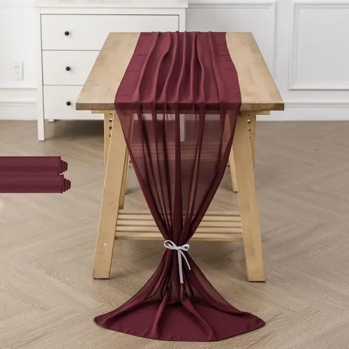 Vista 19 de Paquete de 2 caminos de mesa de gasa de 10 pies de 29 x 120 pulgadas, camino de mesa romántico transparente para boda, fiesta de cumpleaños