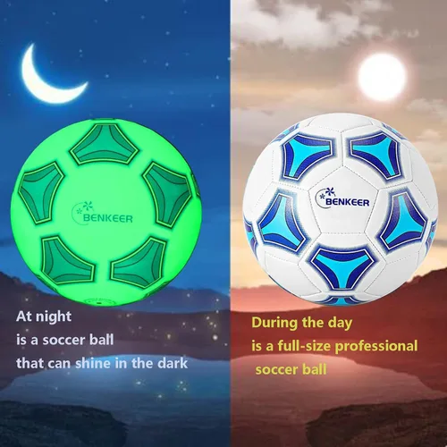 Vista 3 de Balones de fútbol que brillan en la oscuridad, tamaño 3/4/5, regalos de fútbol para niños, jóvenes y adultos, pelotas de fútbol tradicionales..