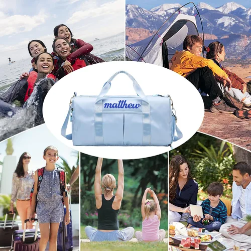 Vista 7 de Bolsa de lona personalizada rosa personalizada gimnasio viaje bolsa deportiva nombre bordado seco húmedo bolsas separadas regalo de dama de honor