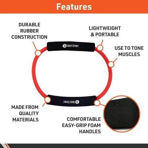 Vista 4 de Body Sport Loop Tubing , Resistance Band with Foam Pad Handles for Strength Training and Rehabilitation