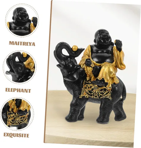 Vista 8 de ARTIBETTER Maitreya - Adornos de Buda para mesa, estatua de animal Feng Shui, estatua de elefante Fengshui, estatua de animales decorativos, estatua