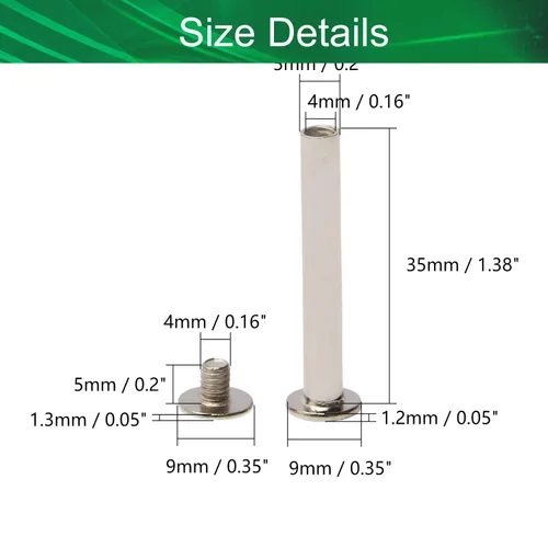 Vista 2 de Tornillo Phillips M5 x 1.378 in Tornillo de fijación para cinturón de hebilla de acero al carbono, cabeza cruzada, tornillos Chicago, cierre