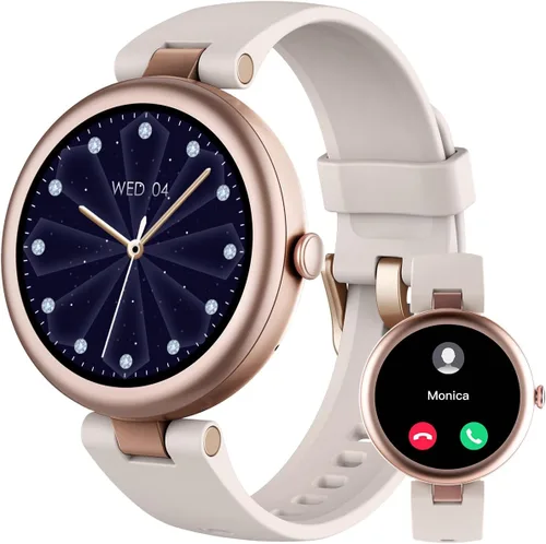 Vista 9 de Rastreador de Fitness, Relojes redondos de fitness para mujeres con Bluetooth, llamada, monitor de frecuencia cardíaca, rastreador de sueño