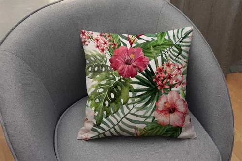 Vista 4 de Nphuriy Funda de almohada de 16 x 16 pulgadas, diseño floral tropical de acuarela, funda de almohada cuadrada decorativa suave, decoración del hogar