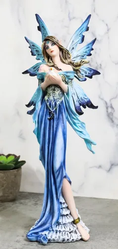 Vista 7 de Ebros Gift Encantada Fantasía Señora Damisela Hada en Corsé Azul Sosteniendo Figura de Pájaro Pequeño 10.75" H Hadas Coleccionables Hadas Elfo Ninfa
