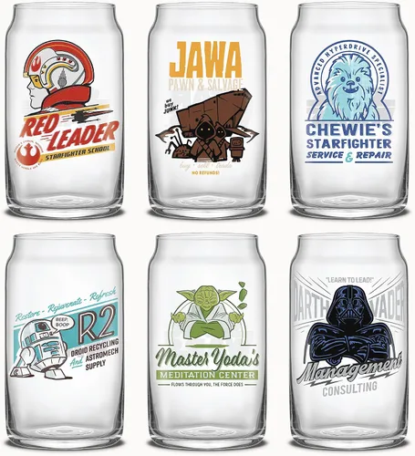 Vista 10 de JoyJolt Juego de vasos de vidrio para beber de 6 a 16 onzas. Vasos de vidrio con forma de lata de soda transparente, lindos vasos de taza de café