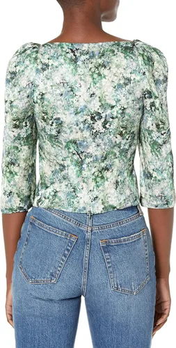 Vista 2 de Vince Top estampado floral pintado para mujer LS cuadrado Nk