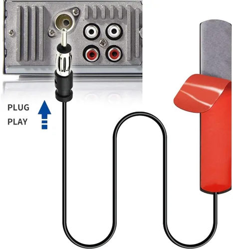 Vista 2 de CORONIR Antena de radio FM AM estéreo para automóvil, antena adhesiva oculta para vehículo, camión, SUV, estéreo de coche en unidad principal