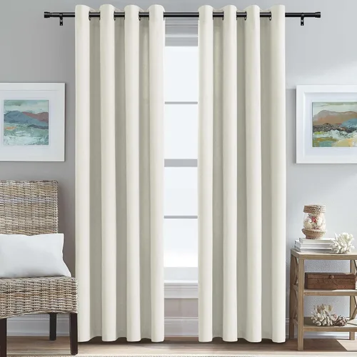 Vista 22 de H.VERSAILTEX Cortinas de cocina texturizadas de lino natural con ojales de 45 pulgadas de largo, lino sintético grueso para oscurecer la habitación