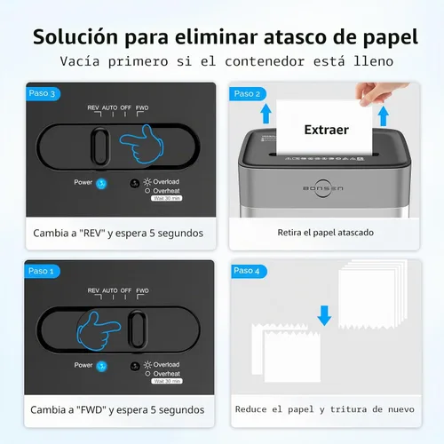 Vista 8 de BONSEN Trituradora de papel resistente de corte cruzado de 14 hojas