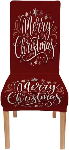 Vista 165 de CAPSCEOLL Christmas Dining Chair Covers,Snowflakes Festive Winter Pattern Stretch Chair Covers for Dining Room Set of 2 Washable Spandex Parson
