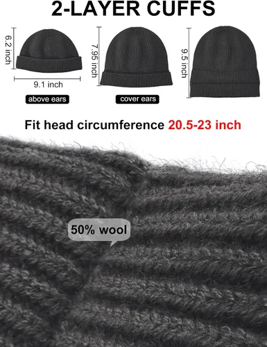 Vista 3 de vidsel Gorro de lana fina de pescador para hombres y mujeres, gorra de moda