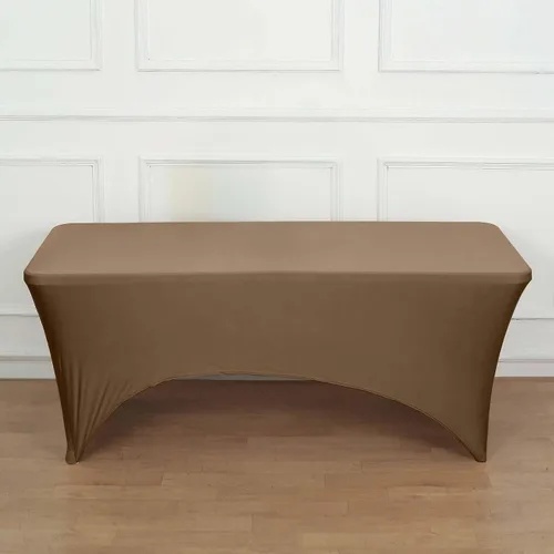Vista 41 de Efavormart - Mantel rectangular de elastano elástico beige de 4 pies