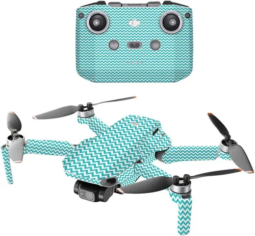 Vista 14 de MightySkins - Compatible con DJI Mini 2 Dron portátil – Aqua Chevron Funda protectora de vinilo duradera y única Fácil de aplicar, quitar y Acua