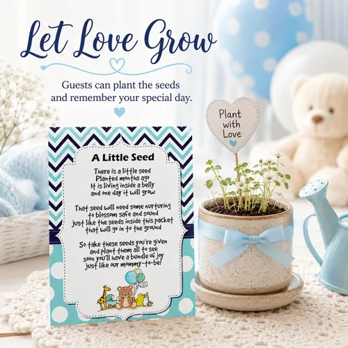 Vista 4 de CHOOBLY Recuerdos de baby shower de niño para invitados 20 paquetes de semillas de flores silvestres Prellenados Mezcla de semillas de ramo