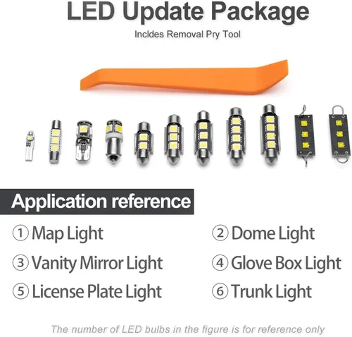 Vista 7 de Kit de 12 bombillas LED blancas para interiores Ford Expedition 1997 1998 1999 2000 2001 2002 Mapa Domo Tronco Luces de matrícula LED