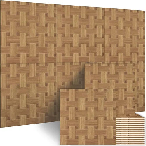 Vista 11 de BUBOS Paquete de 6 paneles acústicos autoadhesivos de pared, paneles acústicos de 23.6 x 23.6 pulgadas, paneles acústicos con patrón de madera 3D