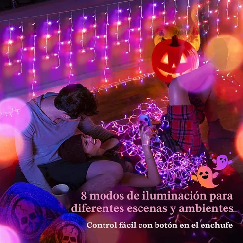 Vista 4 de JXLEDAYY 65 pies 640 luces LED de Halloween decoraciones exteriores luces de cadena de alambre transparente con enchufe 120 gotas 8 modos