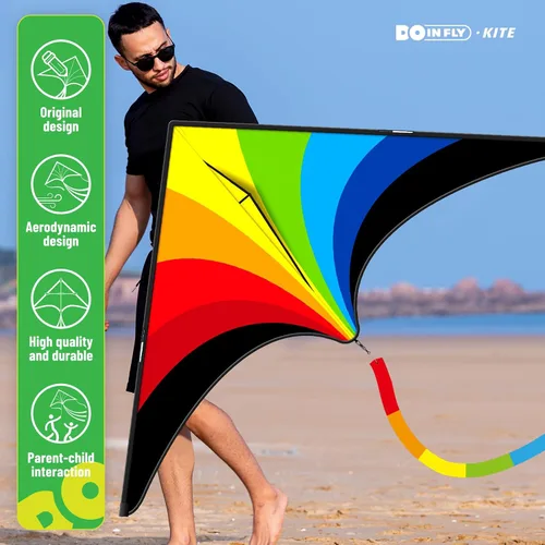 Vista 2 de Cometas Delta para niños y adultos, extremadamente fáciles de volar, cometa de playa de una sola línea
