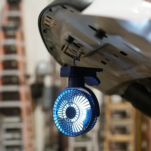 Vista 7 de Limitless Breezie - Ventilador portátil con luz LED y banco de energía de 8,000 mAh (azul marino)