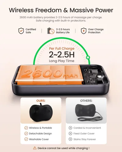 Vista 5 de ProCIV Masajeador de espalda inalámbrico con batería recargable de calor de Negro