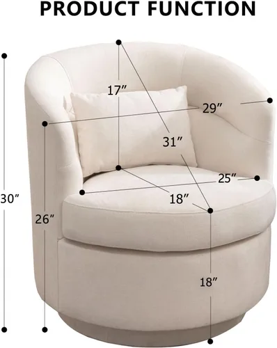 Vista 2 de CANMOV - Silla giratoria con acento, silla de barril redonda de 360 grados con almohada, sillón de club individual tapizado, cómodo, para sala