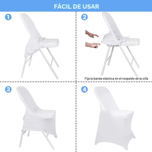 Vista 2 de Fixwal 36 Piezas Fundas Elásticas de Spandex para Sillas Plegables - Fundas Protectoras Universales Ajustadas Lavables para Comedor, Fiesta, Boda