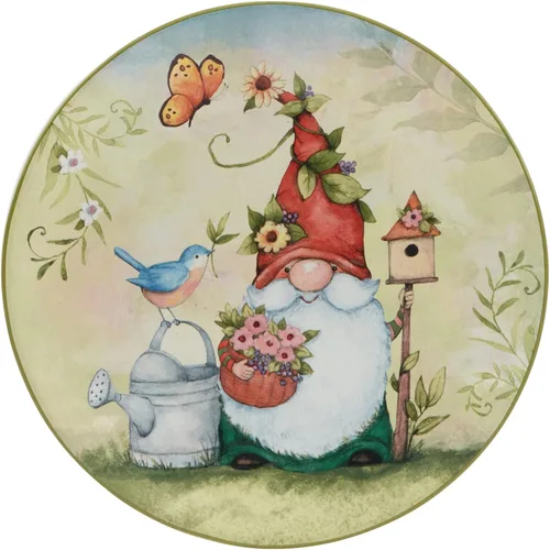 Vista 2 de Certified International Garden Gnomes - Platos de ensalada/postre de 9 pulgadas, multicolor, mediano, juego de 4