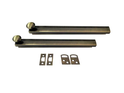 Vista 11 de QCAA Perno de superficie oculta de latón macizo resistente, 6 pulgadas, latón antiguo cepillado, 1 paquete, fabricado en Taiwán Latón envejecido