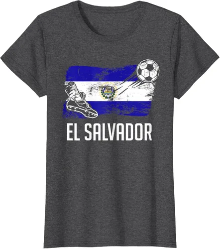 Vista 4 de Camiseta salvadoreña con bandera de fútbol salvadoreño