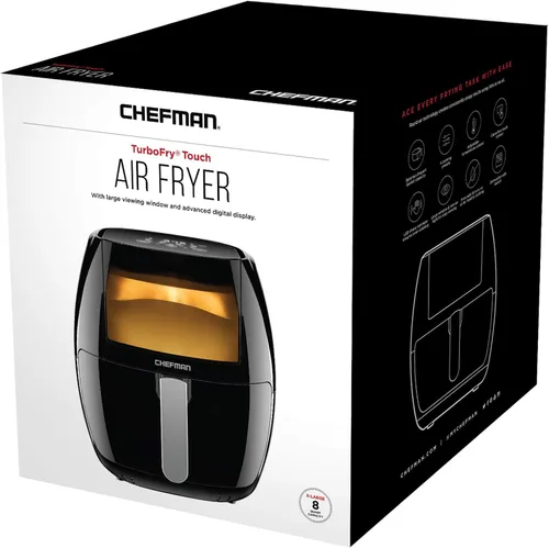 Vista 6 de Chefman TurboFry Touch - Freidora de aire de 8 cuartos de galón con ventana de visualización XL y pantalla digital avanzada, freír con menos aceite