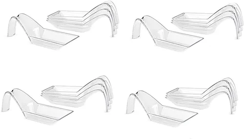 Vista 5 de Paquete de 100 platos de postre transparentes, platos de plástico para aperitivos, platos de postre, cucharas de degustación, mini platos