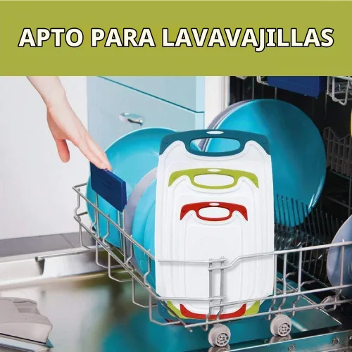 Vista 5 de Juego de 4 tablas de cortar de plástico para cocina, con patas antideslizantes y ranura profunda para jugo, mango de fácil agarre, apto