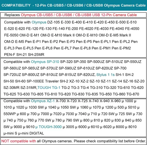 Vista 2 de MaxLLTo™ USB PC Data+cargador de batería Cable para Olympus Cámara Stylus TG-830 iHS