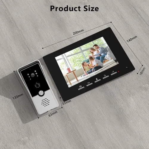 Vista 6 de Timbre de video con cable con kit de cámara y monitor, timbre de intercomunicación con cámara, sistema de intercomunicación de video de doble vía