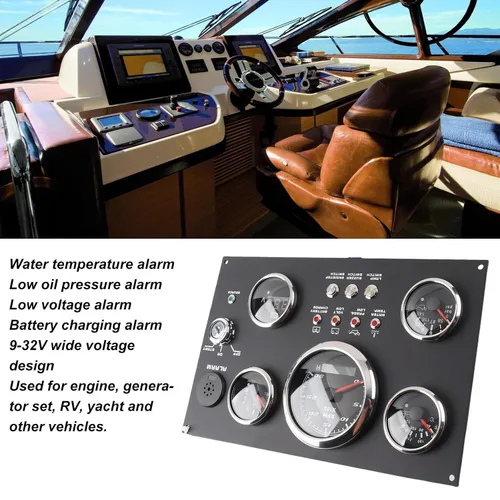 Vista 9 de Juego de medidores de tablero 5 en 1, medidor digital IP67 en racimo de motor, rpm, nivel de combustible, presión de aceite, temperatura del agua