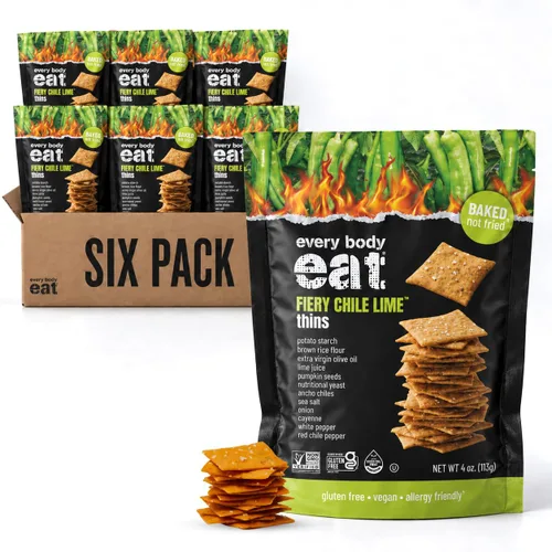 Vista 12 de Every Body Eat Snack Thins, sabor sin queso, vegano, sin gluten y sin lácteos (paquete de 6)