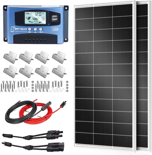 Vista 11 de Kit de Panel Solar de 600 Vatios con Paneles Solares Monocristalinos de Alta Eficiencia de 300 Vatios 2pcs para RV y Controlador de Carga MPPT