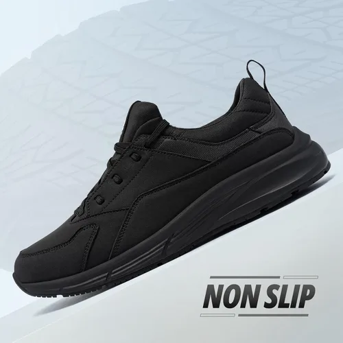 Vista 6 de Zapatos de trabajo antideslizantes para hombres resistentes al agua - Zapatos de cocina anchos y cómodos para cocinero, servicio de alimentos, sin