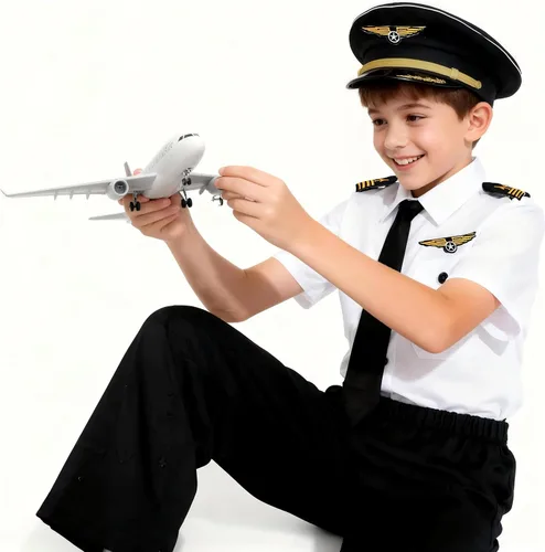 Vista 4 de Disfraz de piloto de aerolínea para niños, uniforme de capitán de aerolínea para Halloween, día de carrera, regalo de cumpleaños