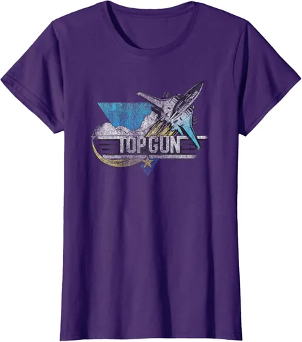 Vista 8 de Top Gun Illustrated F-14 Triangle Art Camiseta, Azul / Patchwork, S Azul Marino